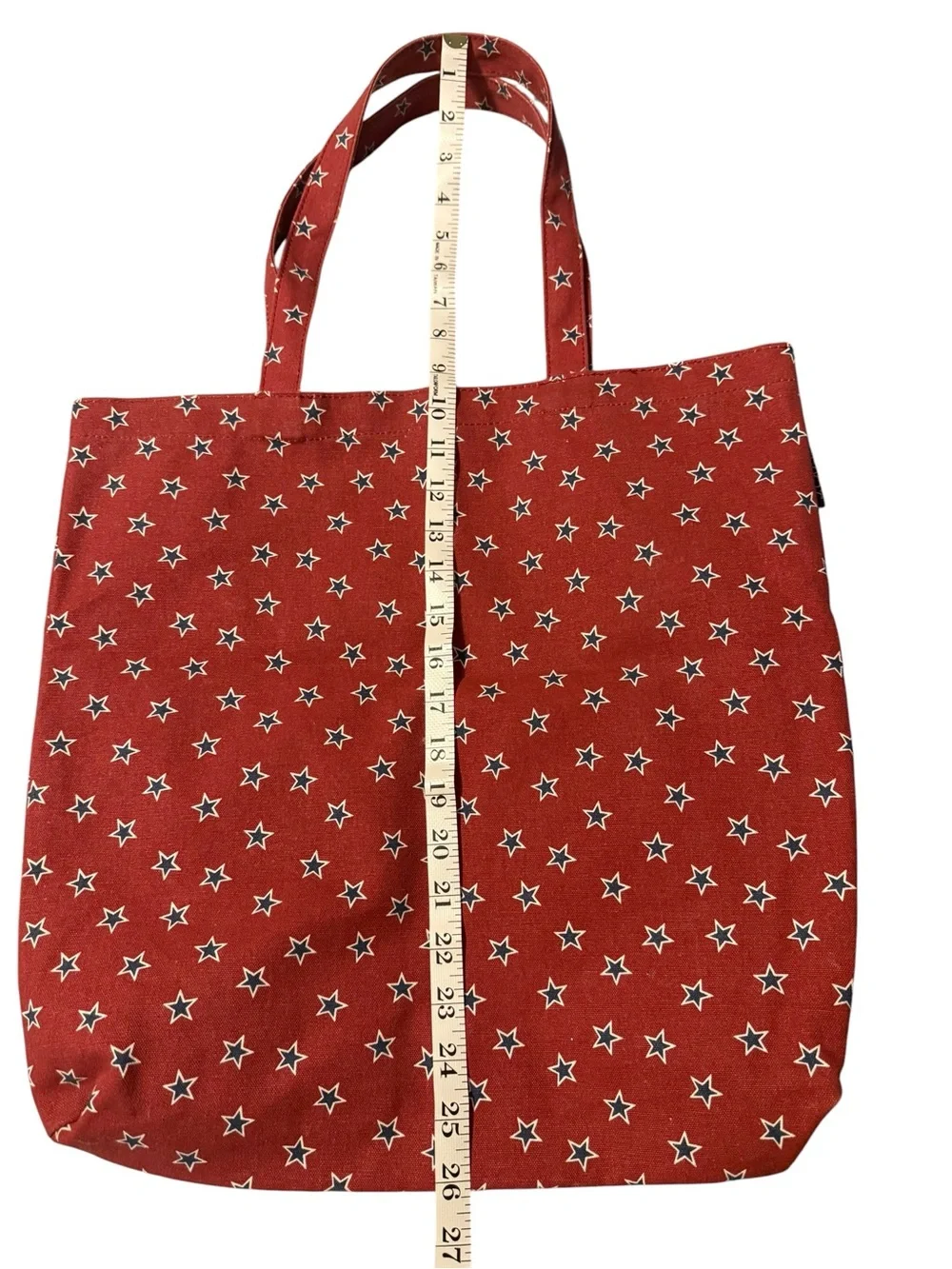 J. Crew Star Print Red White & Blue Canvas Farmer’s Market Reusable Tote